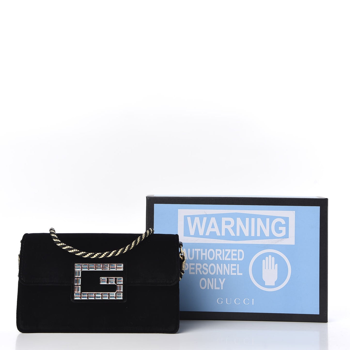 Velvet Crystal Square G Shoulder Bag Black