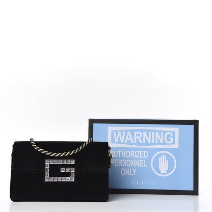 Gucci Velvet Crystal Square G Shoulder Bag Black 10 of 10