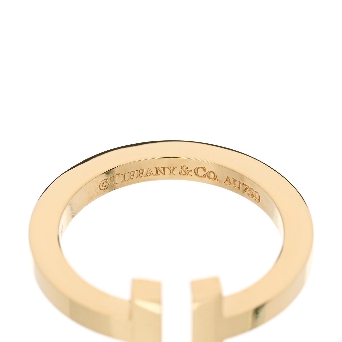18K Yellow Gold T Square Ring 56 7.5