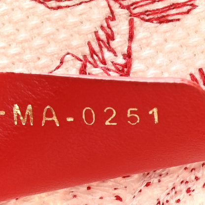 Christian Dior Canvas Embroidered Large Dioramour D-Royaume Book Tote Red Multicolor 7 of 13