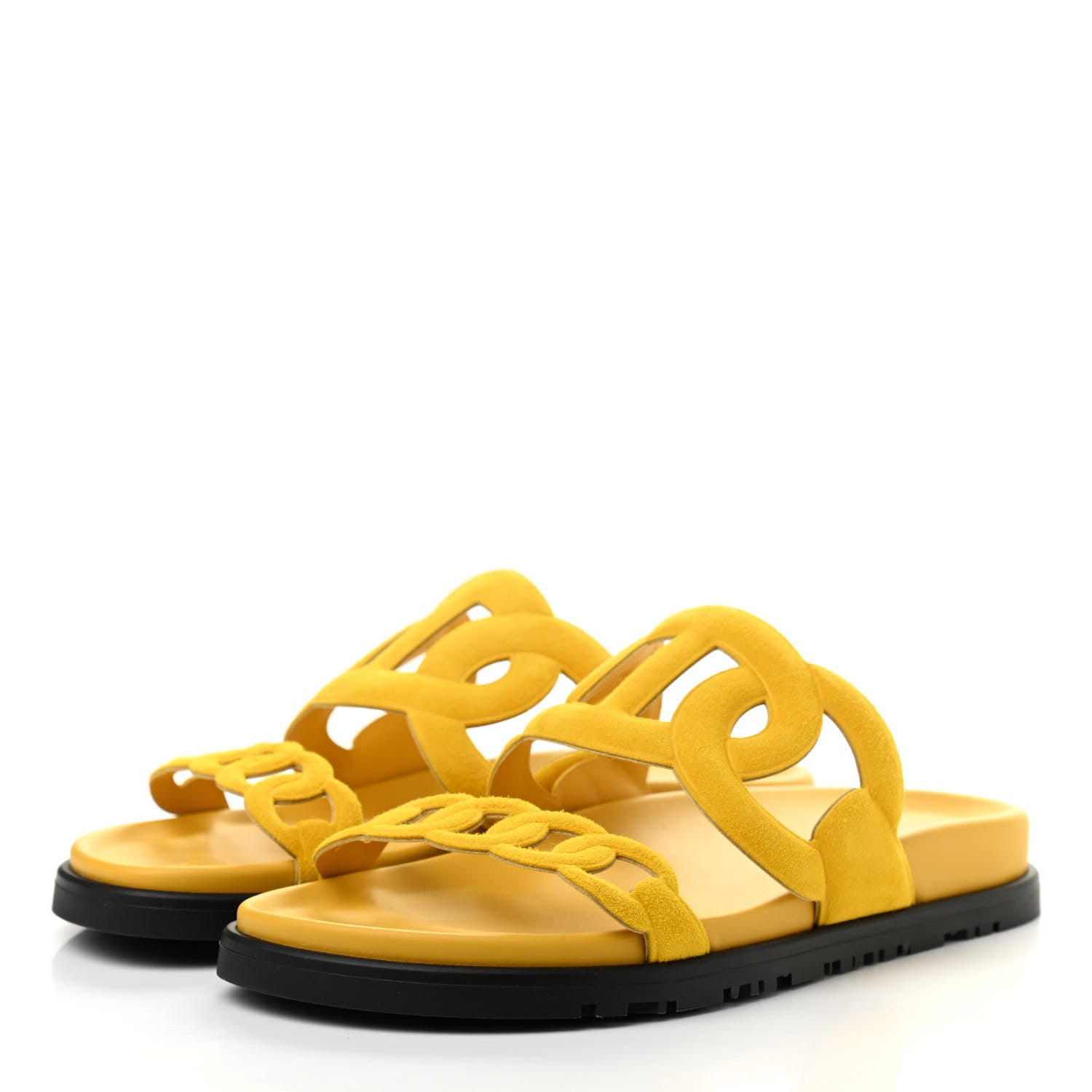 Hermes Suede Goatskin Extra Sandals 36.5 Jaune Sable 3 of 8