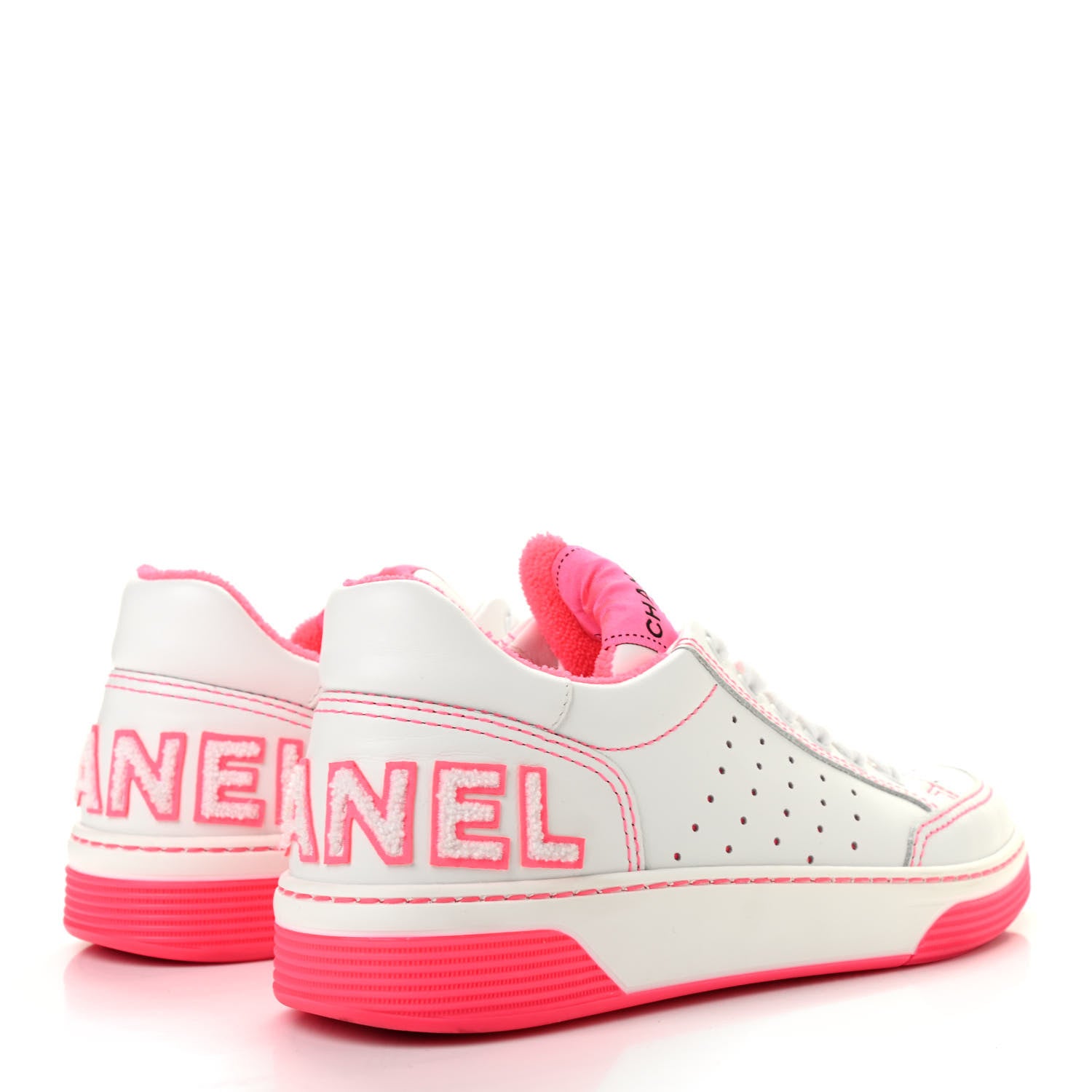 Chanel Calfskin Womens Logo Sneakers 38.5 White Pink 4 of 8