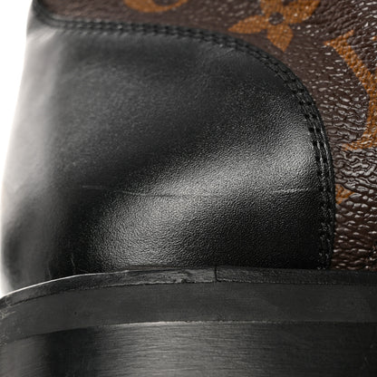 Louis Vuitton Calfskin Monogram Wonderland Flat Ranger Boots 39 Black 16 of 21