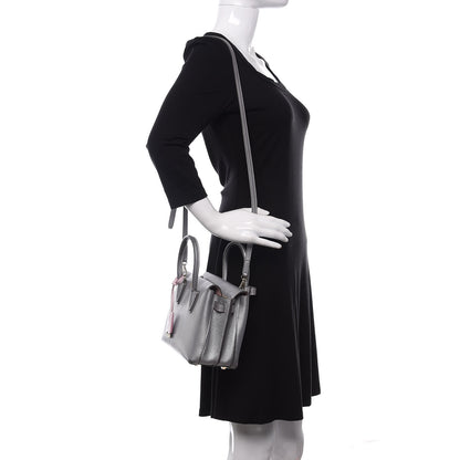 MCM Metallic Grained Calfskin Mini Milla Tote Spike Silver 2 of 13
