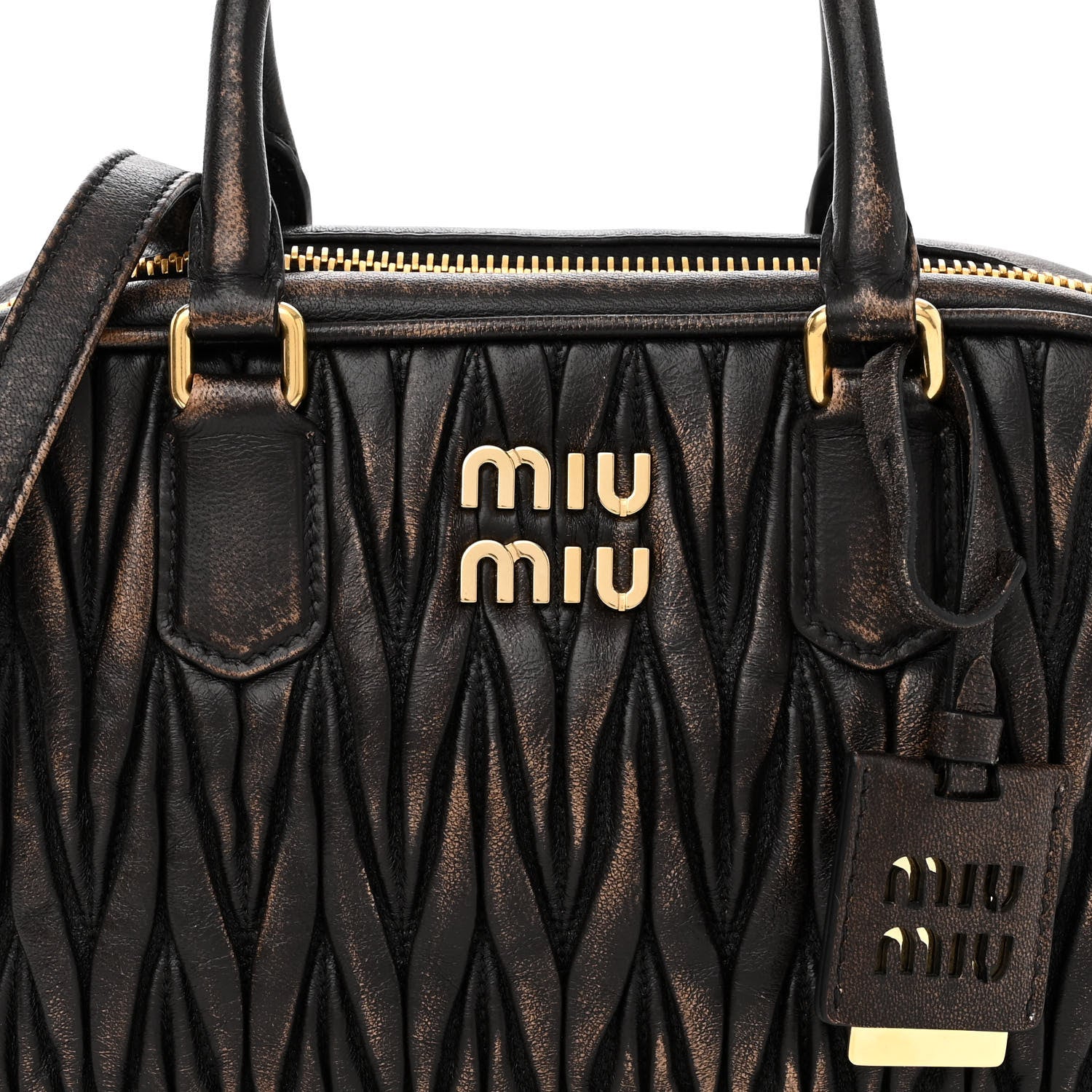 Miu Miu Nappa Matelasse Arcadie Top Handle Bag Sand Coffee 1323243