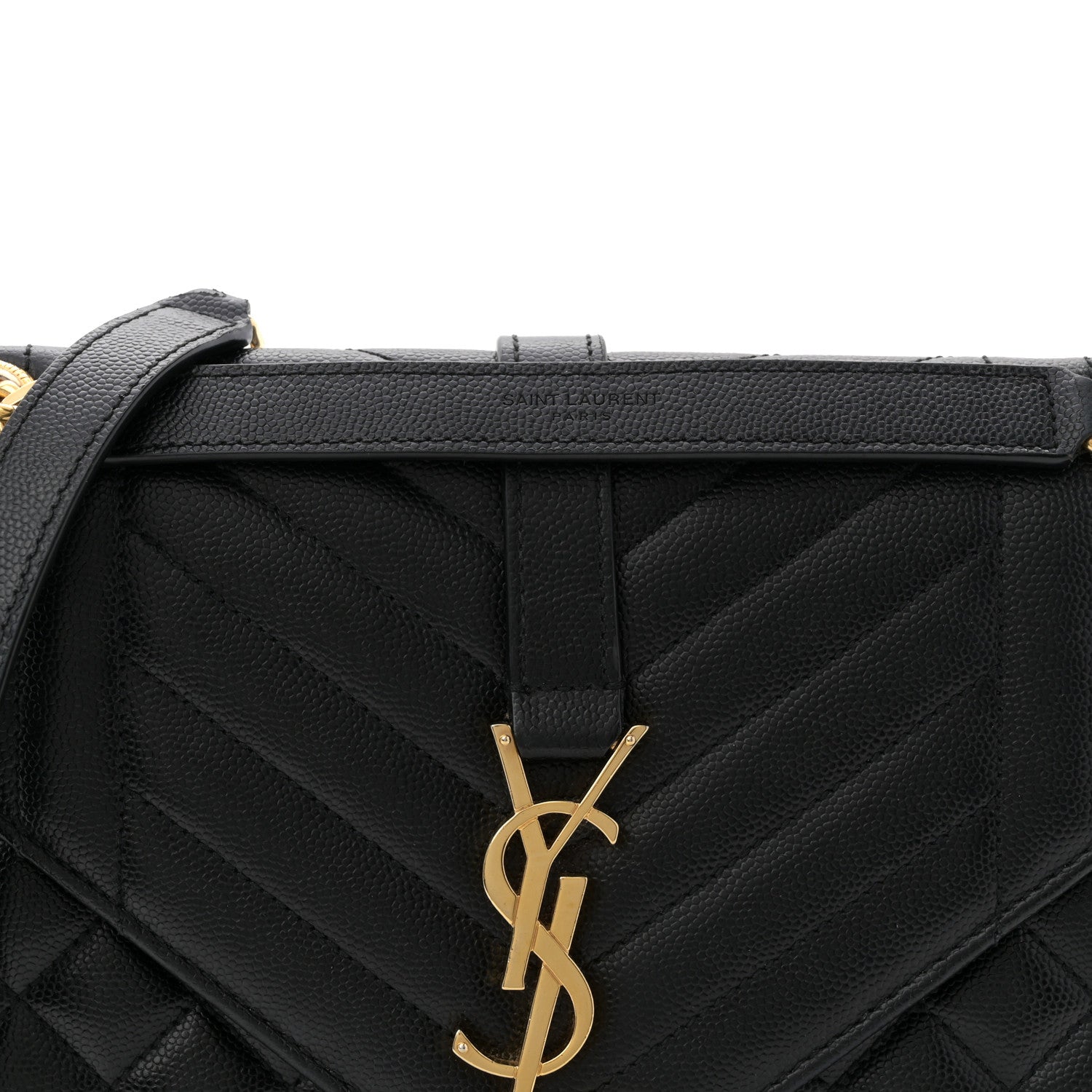 Saint Laurent Grain De Poudre Textured Mixed Matelasse Triquilt Medium Monogram Satchel Black 8 of 11