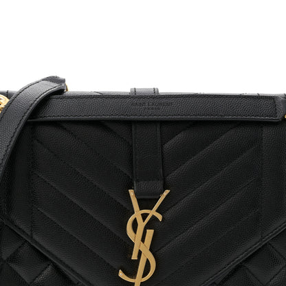 Saint Laurent Grain De Poudre Textured Mixed Matelasse Triquilt Medium Monogram Satchel Black 8 of 11