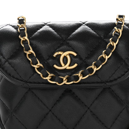 Chanel Lambskin Quilted Pearl Crush Waist Bag Black 9 of 12