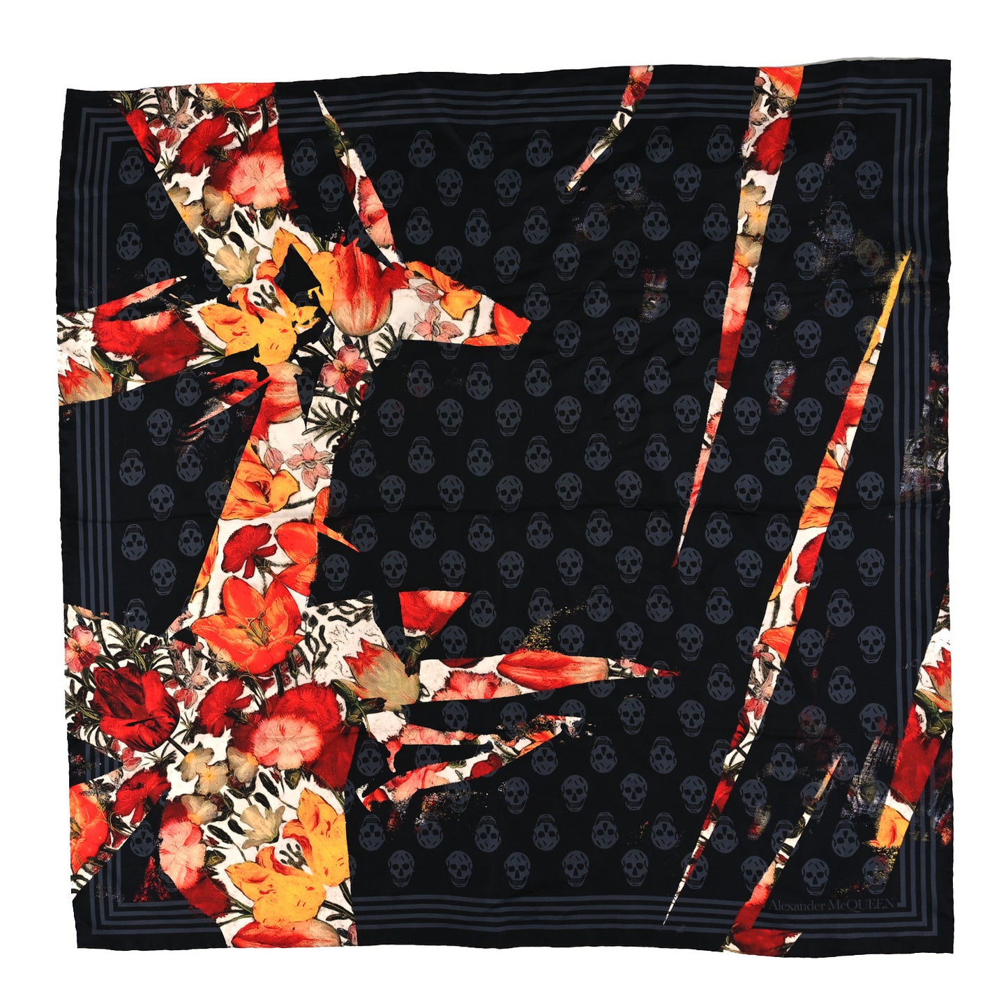 Silk Dutch Floral Red Black