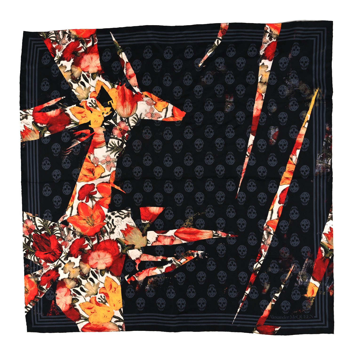 Alexander McQueen Silk Dutch Floral Red Black 1 of 3