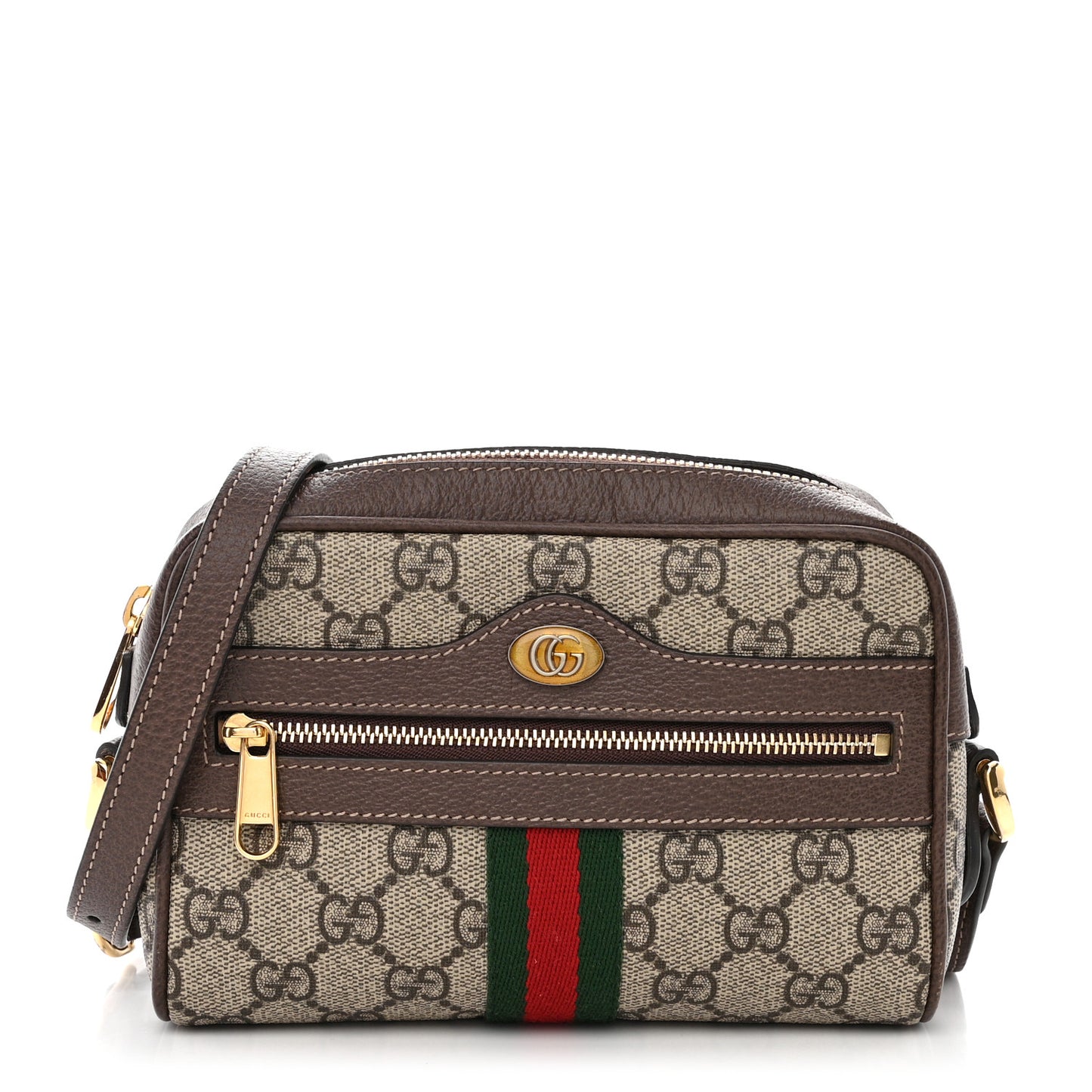 GG Supreme Monogram Web Mini Ophidia Shoulder Bag Brown
