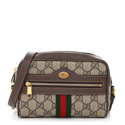 Gucci GG Supreme Monogram Web Mini Ophidia Shoulder Bag Brown 1 of 10