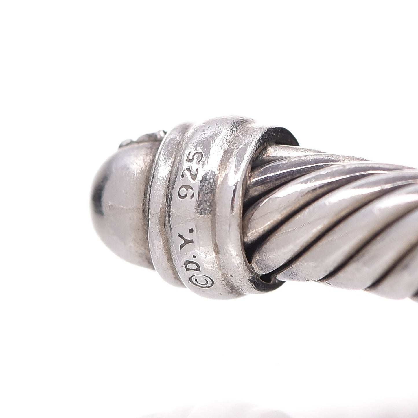 Sterling Silver Pave Diamond 5mm Cable Classics Bracelet