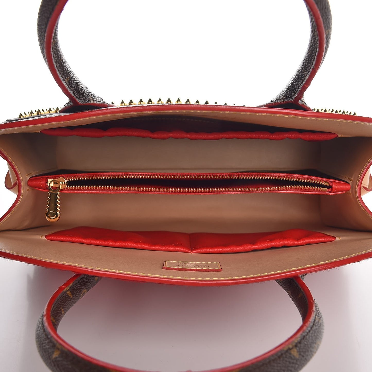 Monogram Calf Hair Spikes Iconoclasts Christian Louboutin Tote Red