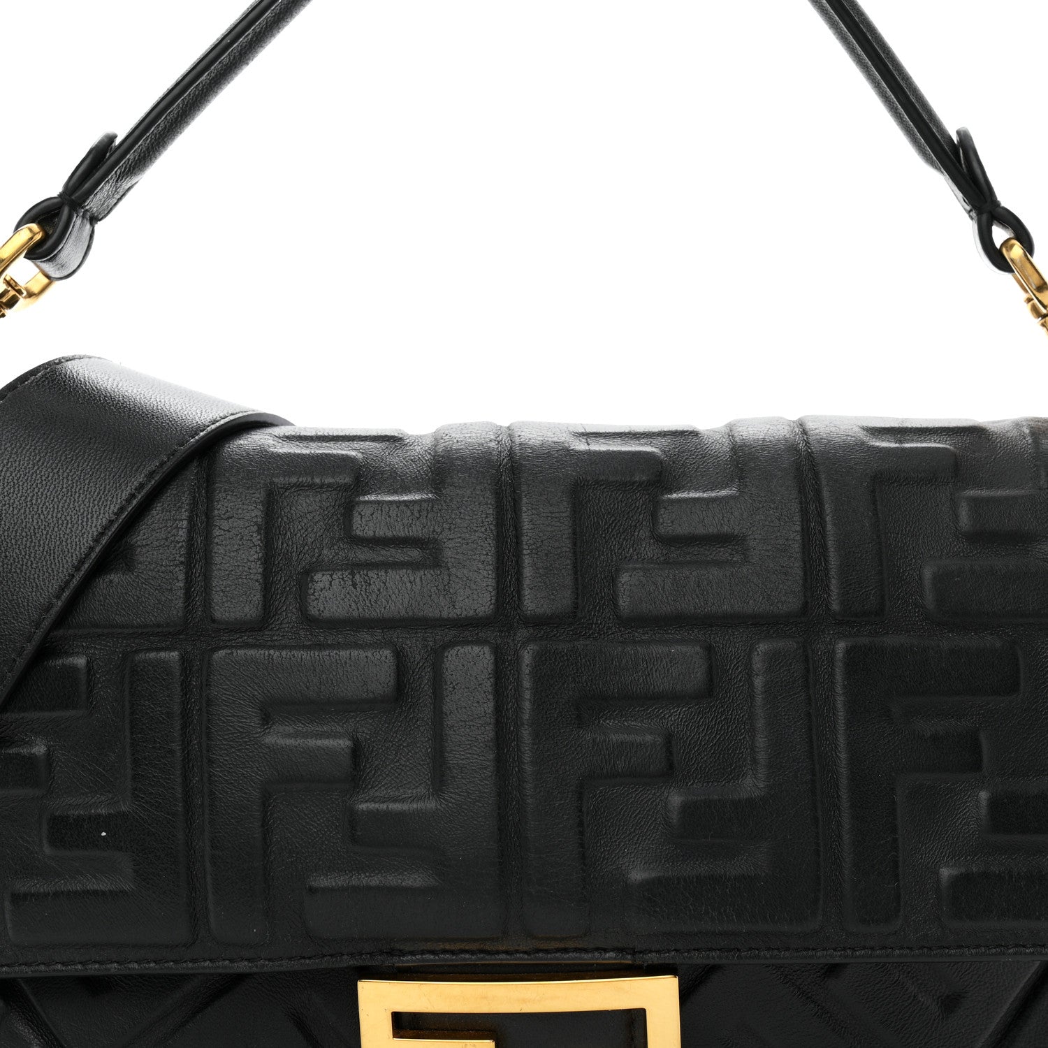Fendi Nappa FF 1974 Embossed Baguette Black 8 of 10