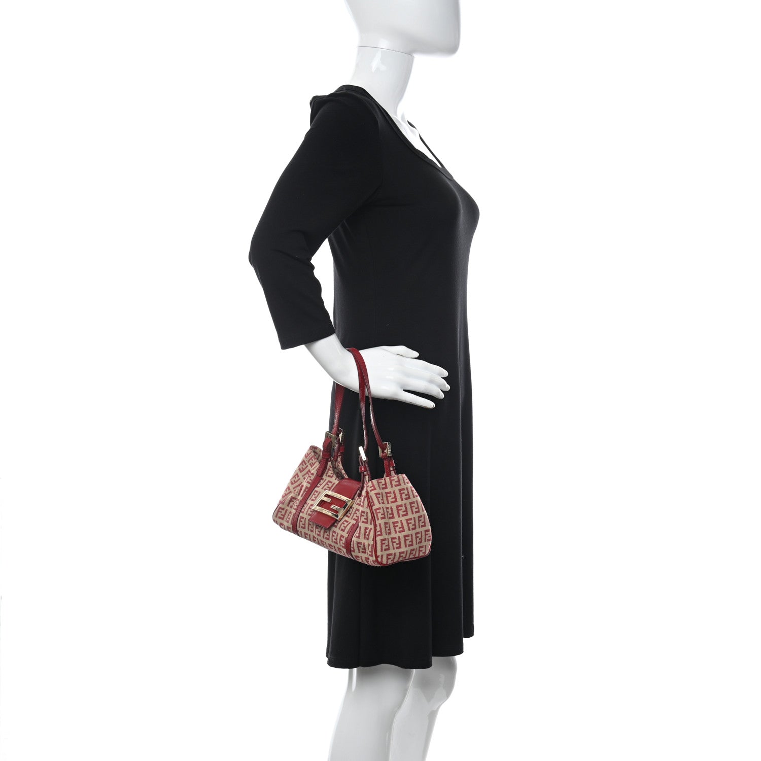 Fendi Zucchino Vitello Mini Sporty Beige Rosso 2 of 11