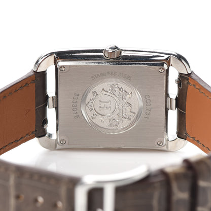 Hermes Stainless Steel Alligator Diamond Bezel Mother of Pearl 29mm Cape Cod Quartz Watch Etoupe 4 of 5