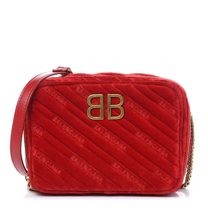 Balenciaga Velvet Logo Matelasse BB XS Reporter Bag Red 1 of 11