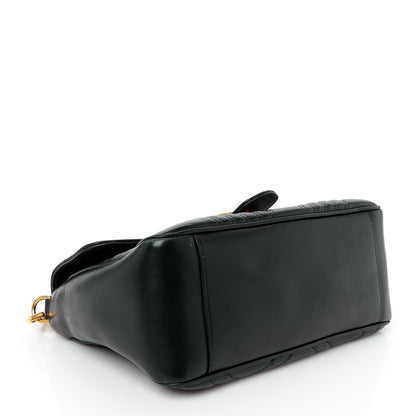 Gucci Calfskin Matelasse Small GG Marmont Top Handle Shoulder Bag Black 4 of 11