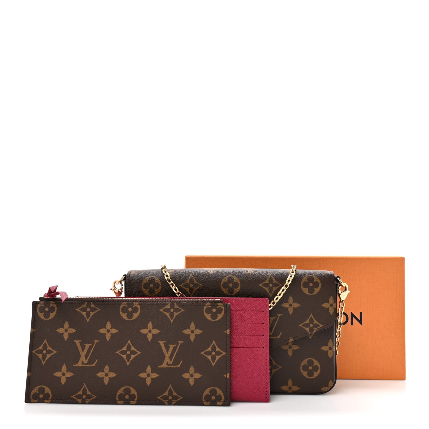 Monogram Pochette Felicie Chain Wallet Fuchsia