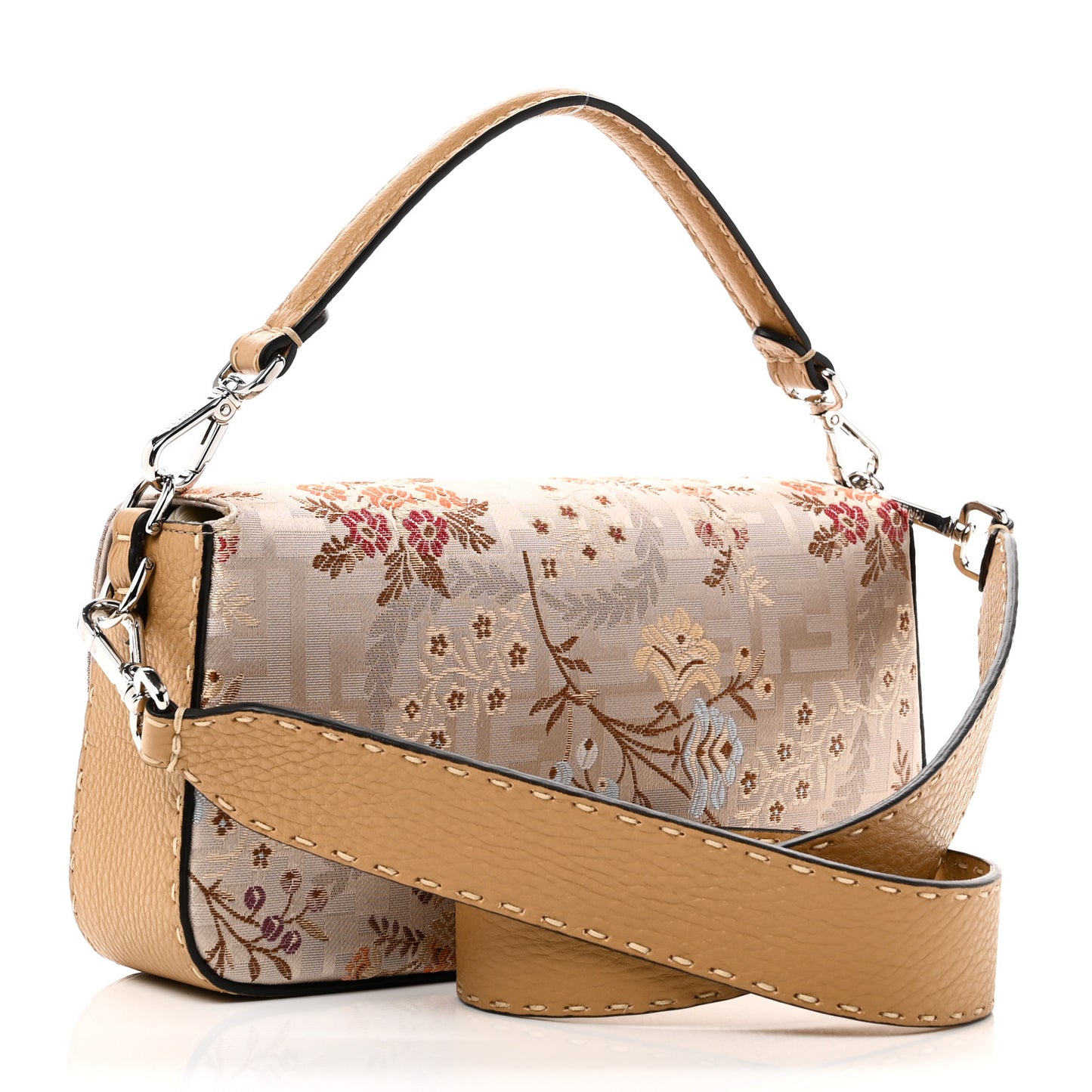 Satin Cuoio Romano Hand In Hand Campania Floral Baguette Multicolor