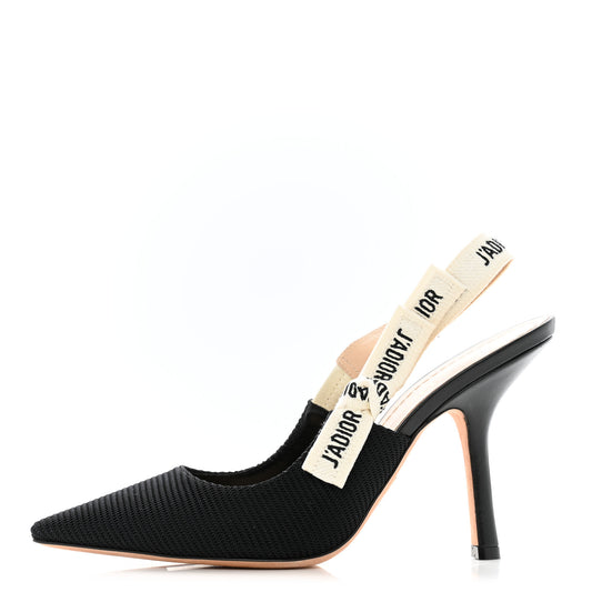 Technical Canvas Ribbon J'Adior Slingback 100mm Pumps 38.5 Black