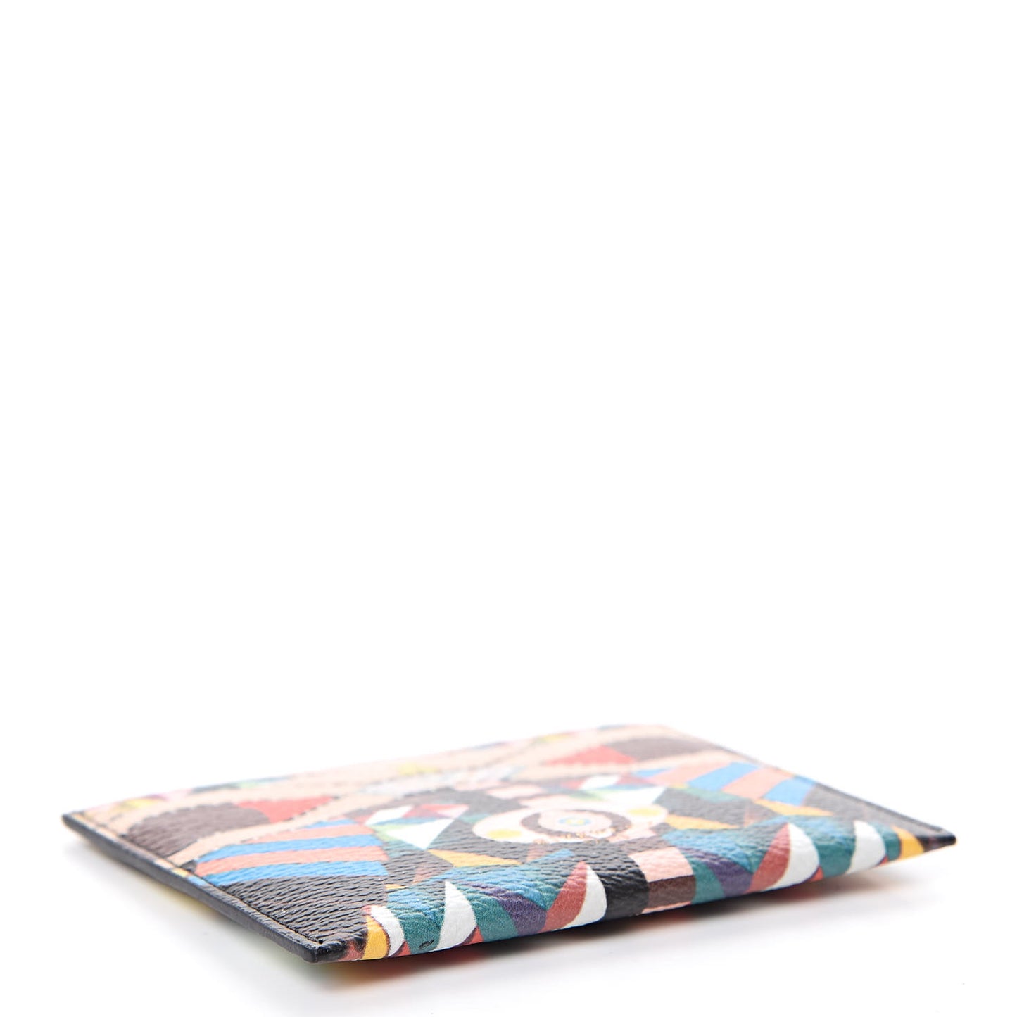 Textured Coated Canvas Egyptian Print Card Holder Multicolor