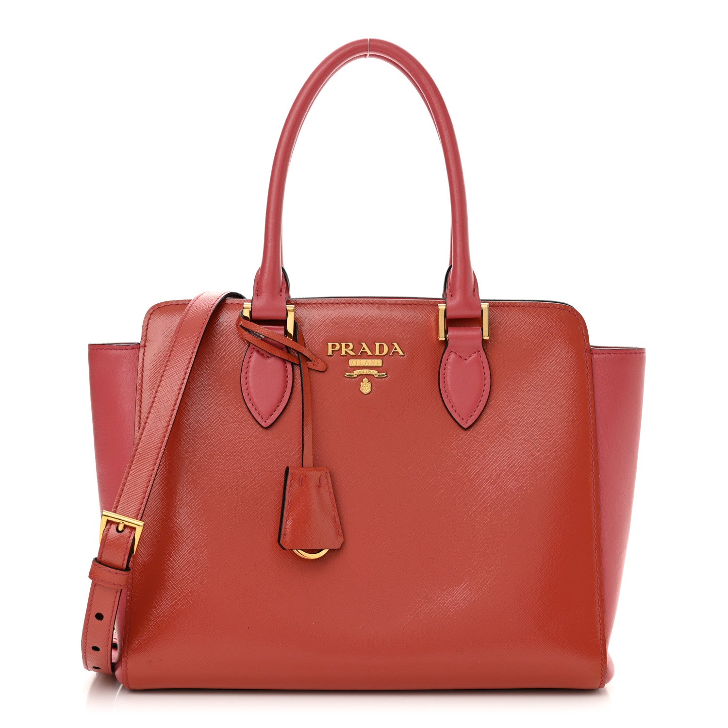 Prada Saffiano Soft Calfskin Double Handle Satchel Bruyere 1 of 13