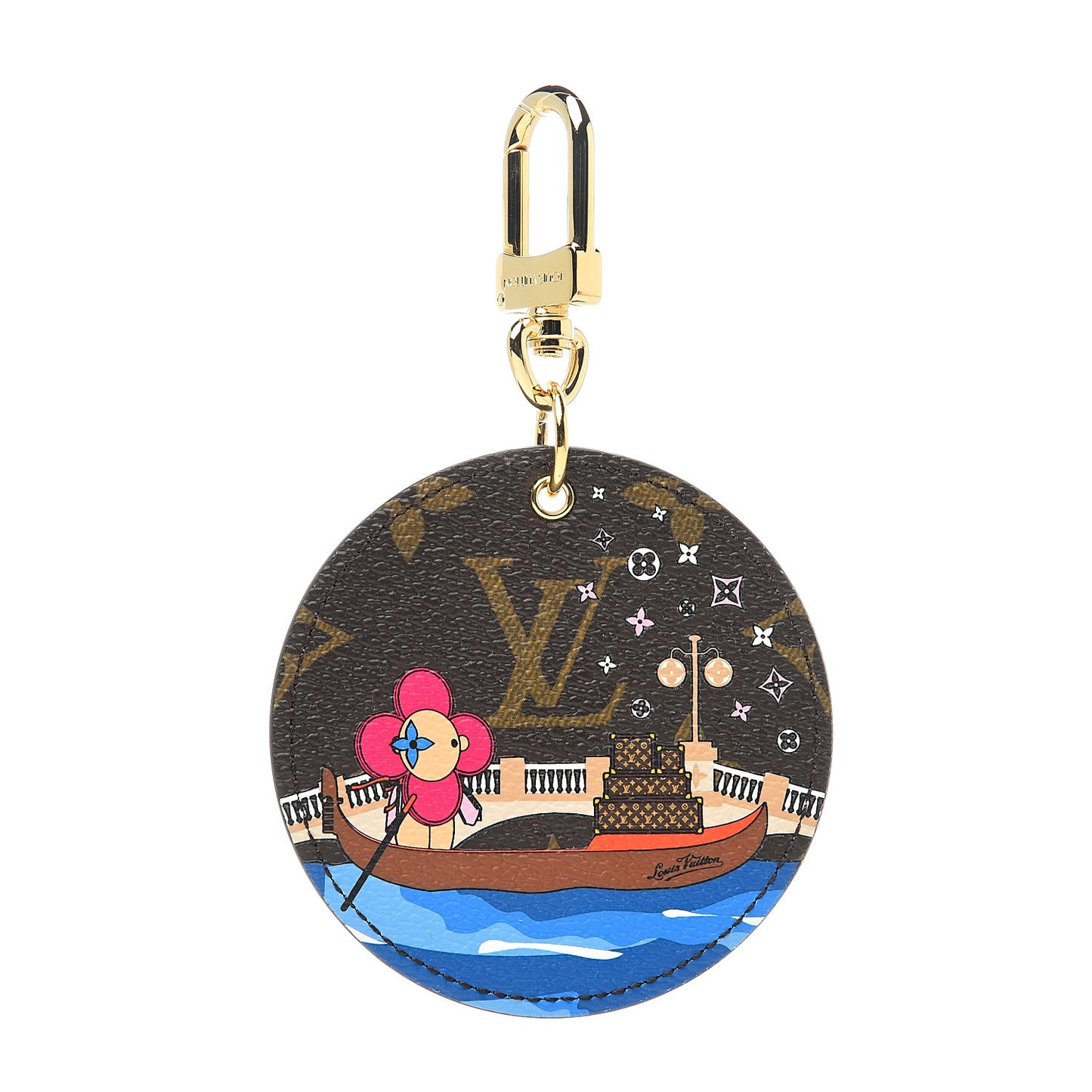 Monogram 2019 Christmas Animation Venice Bag Charm Key Ring Blue