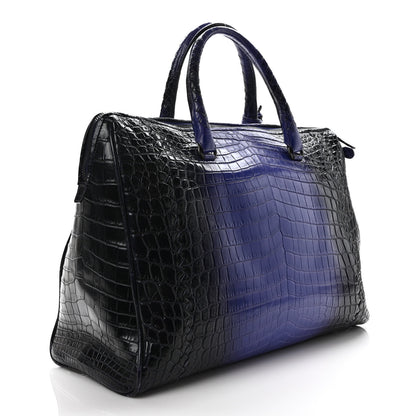 Bottega Veneta Crocodile Boston Purple Black 3 of 12