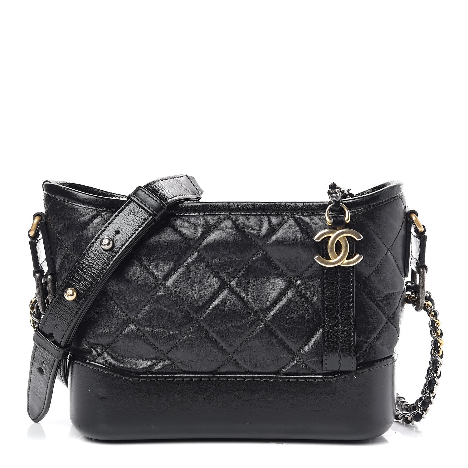 Chanel Aged Calfskin Quilted Small Gabrielle Hobo Black 1 of 10