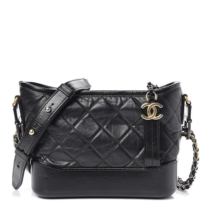 Chanel Aged Calfskin Quilted Small Gabrielle Hobo Black 1 of 10