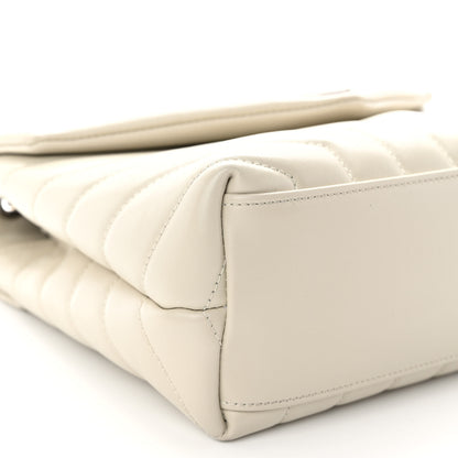 Saint Laurent Calfskin Y Quilted Monogram Small Loulou Chain Satchel Ivory 10 of 11