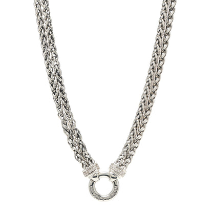 David Yurman Sterling Silver Diamond 18mm Double Wheat Chain Necklace 1 of 4