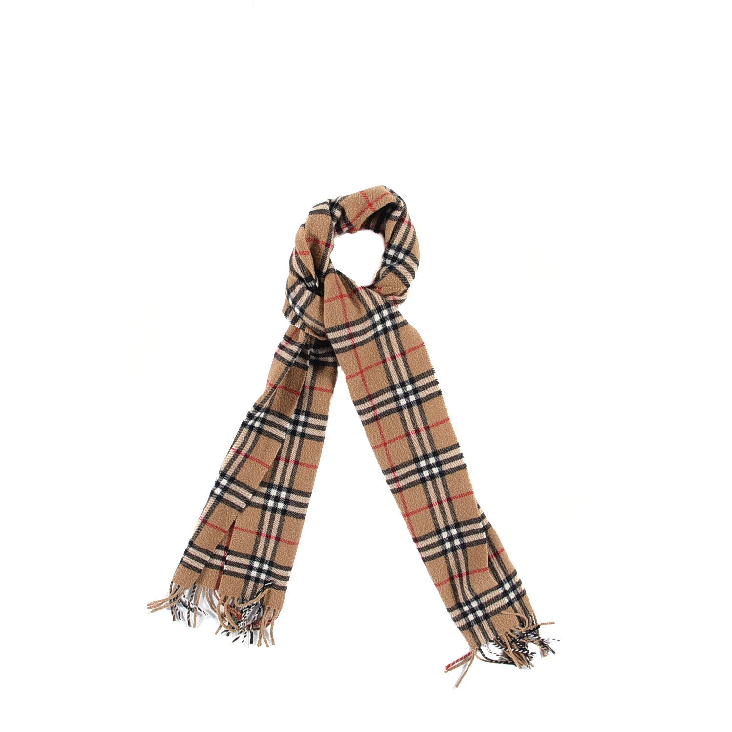 Burberry Lambswool Check Fringe Scarf Camel 1 of 3