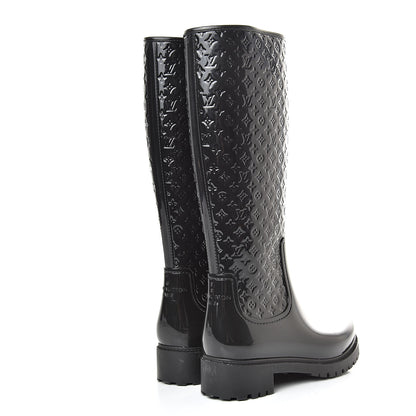 Louis Vuitton Rubber Embossed Monogram Splash Rain Boots 37 Black 4 of 13