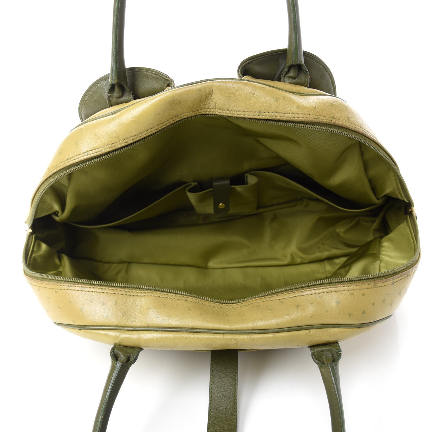 Christian Dior Ostrich Saddle Bowler Green 5 of 13