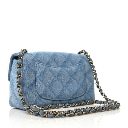 Chanel Printed Denim Quilted Mini Rectangular Flap Light Blue 3 of 11