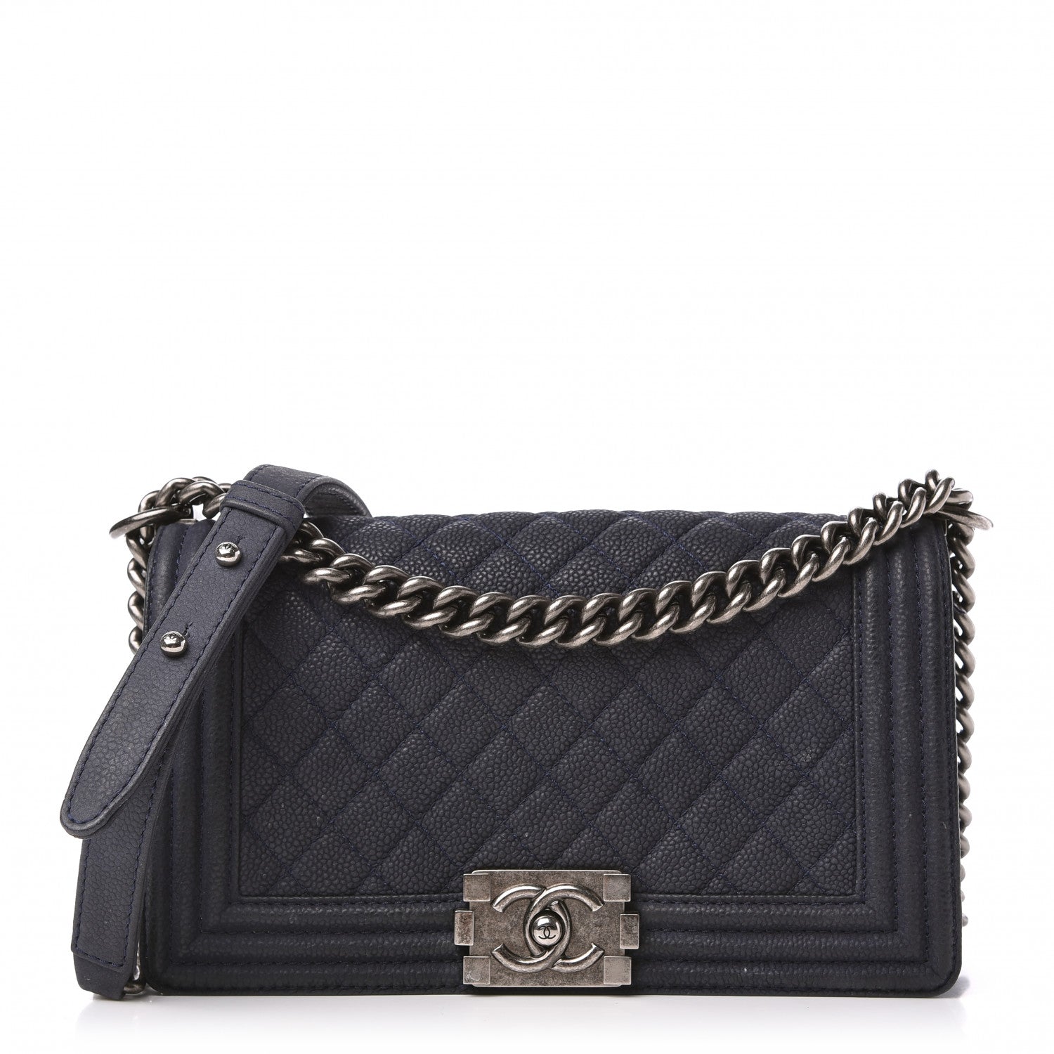 Chanel Iridescent Caviar Quilted Medium Boy Flap Dark Blue 1 of 10