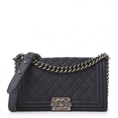 Chanel Iridescent Caviar Quilted Medium Boy Flap Dark Blue 1 of 10