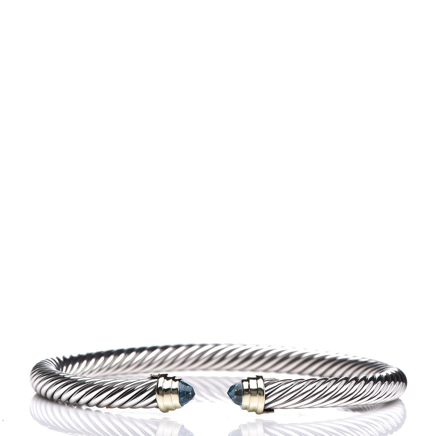 Sterling Silver 14K Yellow Gold Blue Topaz 5mm Cable Classics Petite Color Bracelet