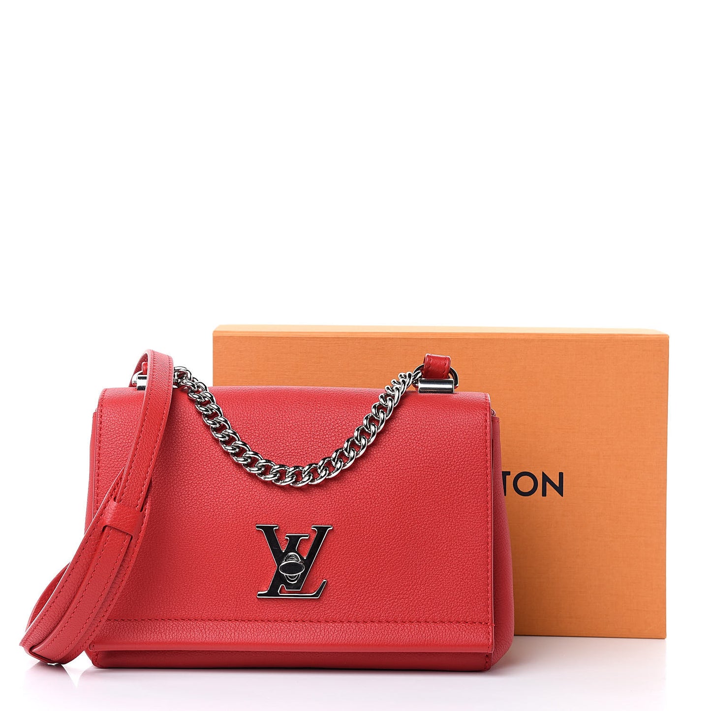 Calfskin Lockme II Chain Bag BB Rubis