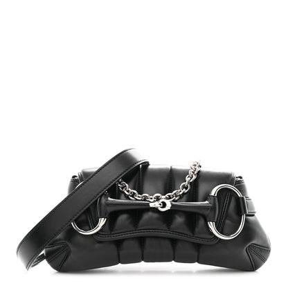 Gucci Nappa Vertical Matelasse Small Maxi Horsebit Chain Shoulder Bag Black 1 of 19