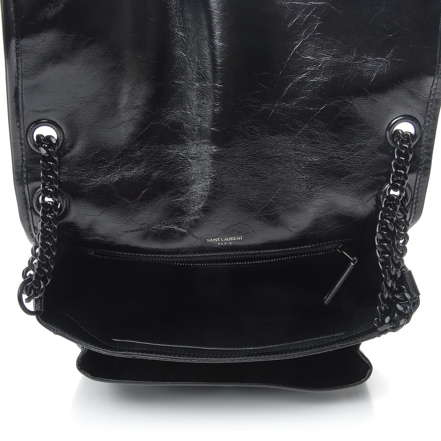 Saint Laurent Crinkled Calfskin Matelasse Monogram Medium Niki Chain Satchel Black 5 of 8