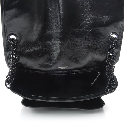 Saint Laurent Crinkled Calfskin Matelasse Monogram Medium Niki Chain Satchel Black 5 of 8