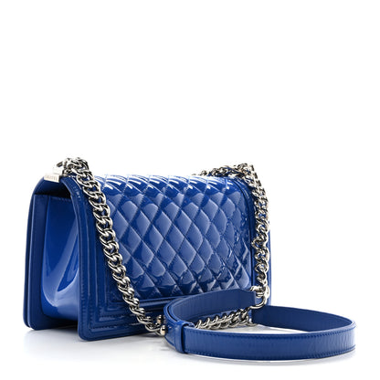 Chanel Patent Calfskin Quilted Medium Plexiglass Boy Flap Blue 3 of 12