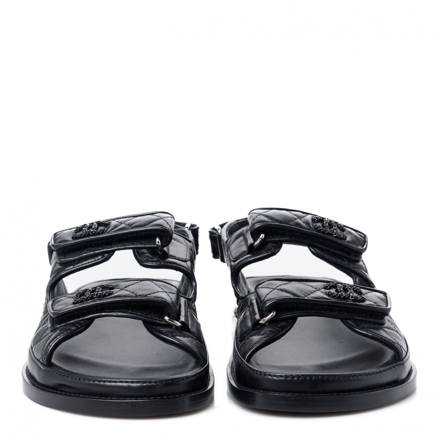Chanel Lambskin Velcro Dad Sandals 39.5 Black 2 of 9