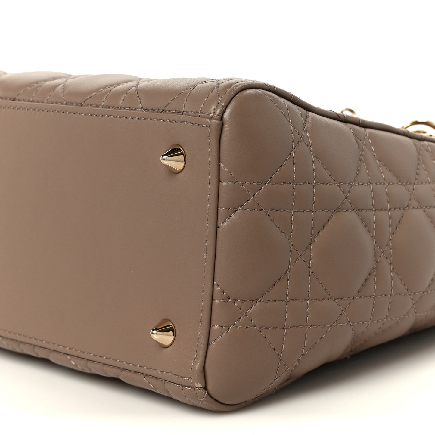 Lambskin Cannage Medium Lady Dior Warm Taupe