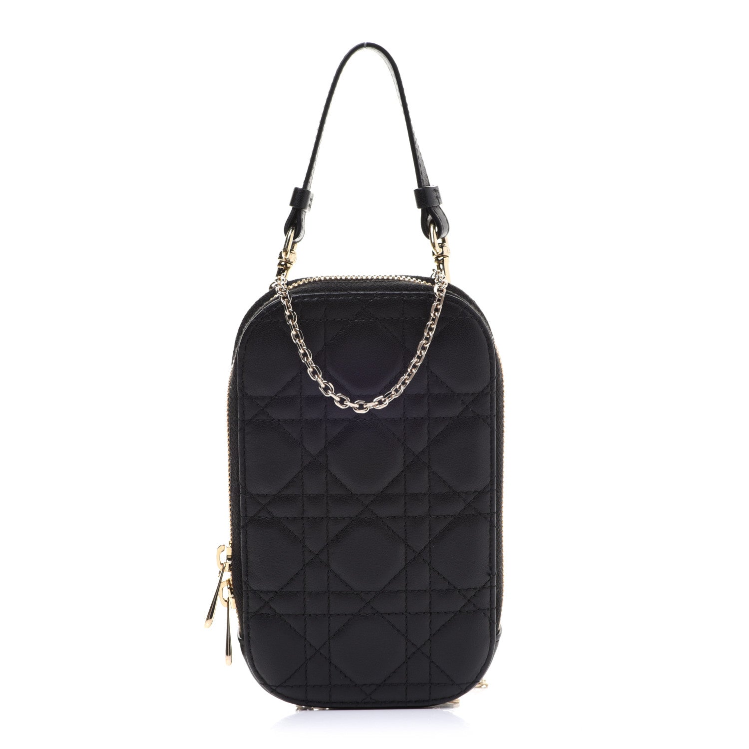 Christian Dior Lambskin Cannage Lady Dior Phone Holder Black 1 of 12