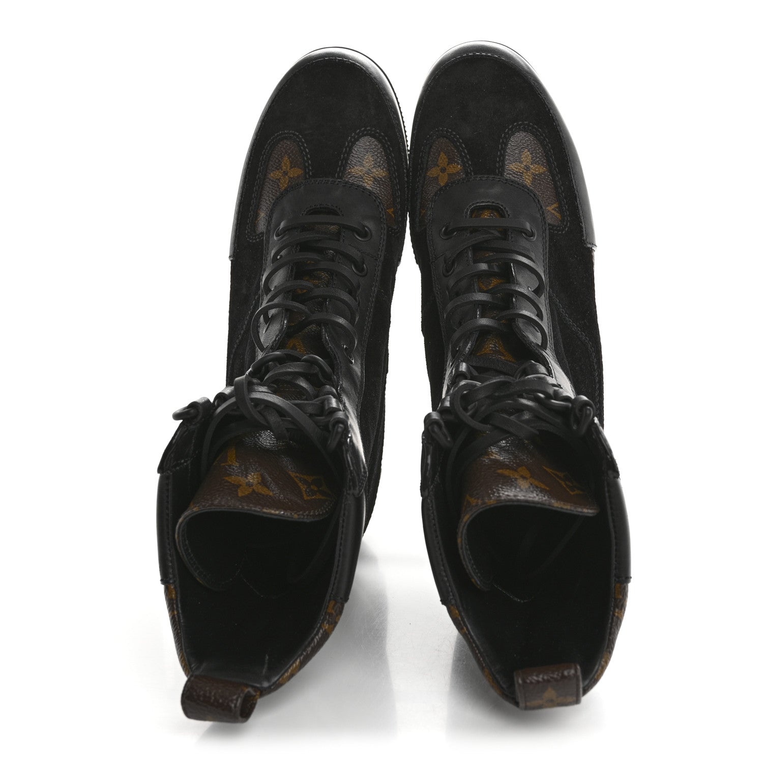 Louis Vuitton Suede Calfskin Monogram Laureate Platform Desert Boots 38 Black 2 of 11
